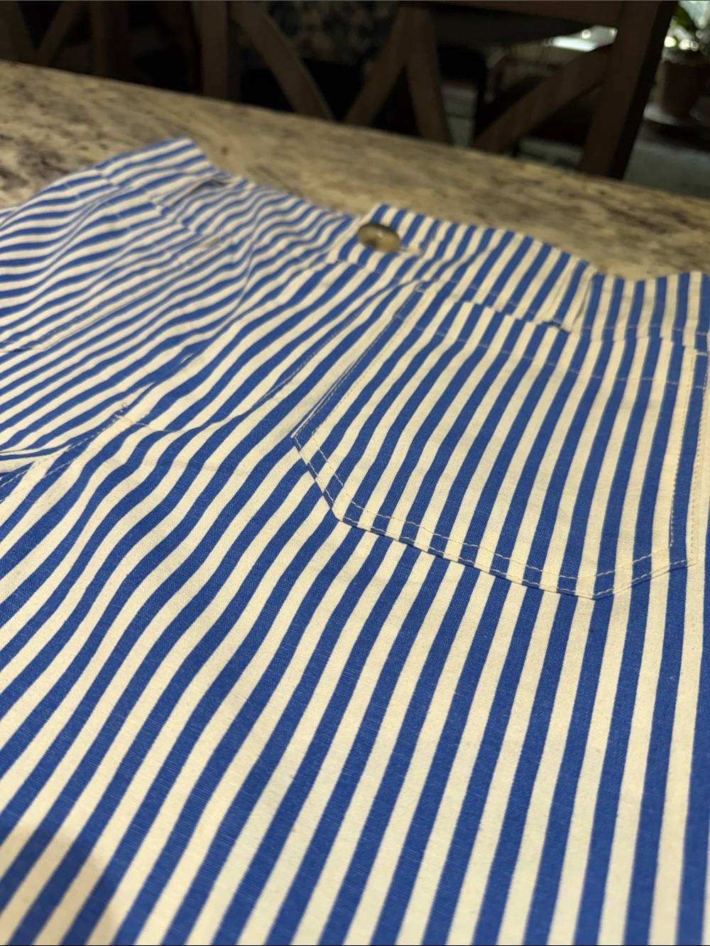 Anthropologie Maeve Colette  Blue and White Striped Cropped Wide-Leg Pants - Picture 5 of 8